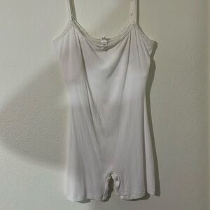 soft lounge lace onesie cream colored. 🤍